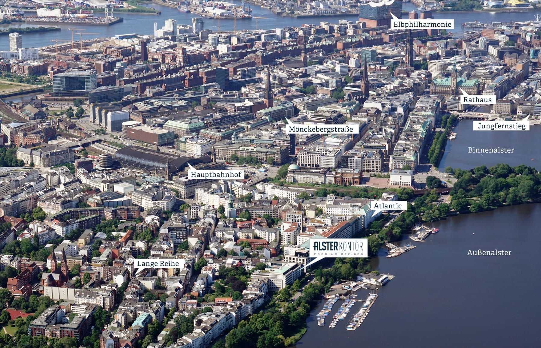 Lage des ALSTERKONTOR an der Außenalster